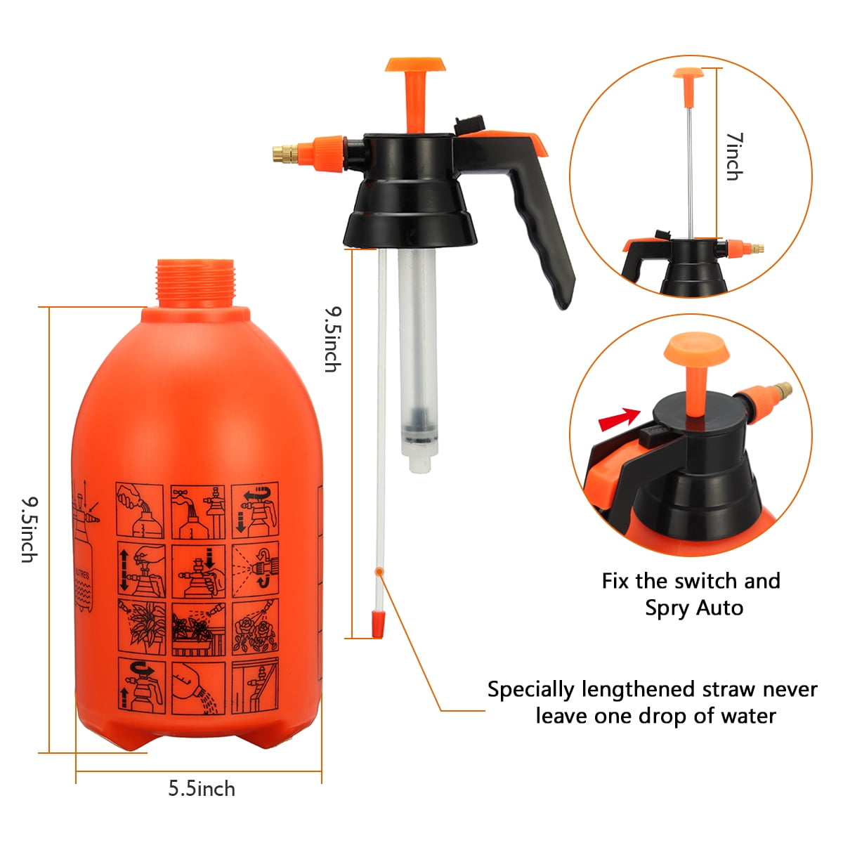 Portable Water Chemical Sprayer Hand-held Pump Pressure Garden Spray Bottle